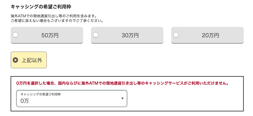 キャッシング枠は0で申し込む
