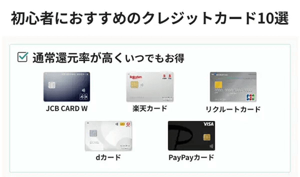初心者のクレジットカードの選び方 通常還元率の高いクレジットカードを選ぶ