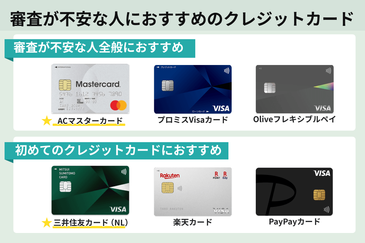 審査が不安な人全般におすすめのクレジットカード